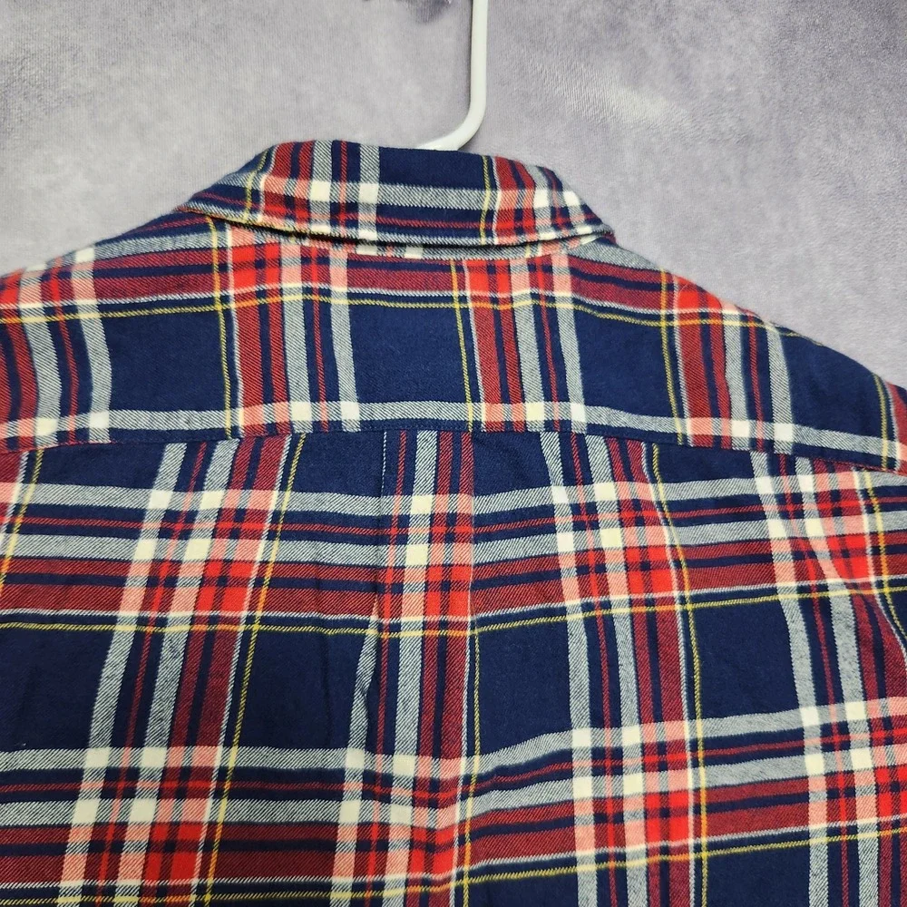 J Crew Slim Flannel Shirt Mens Medium Blue Red Yellow Plaid Long Sleeve BU180‎